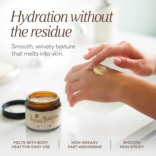 Vintage Tradition Beef Tallow Balm for Skin Care - Unscented, All Purpose Balm for Sensitive Skin Heals and Hydrates with Olive Oil + Tallow from Grass-Fed Cows - Beef Tallow for Skin, 2 fl. oz.
