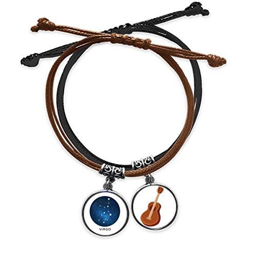 Pulsera de cuero Virgo y guitarra ideal para lucir en festivales