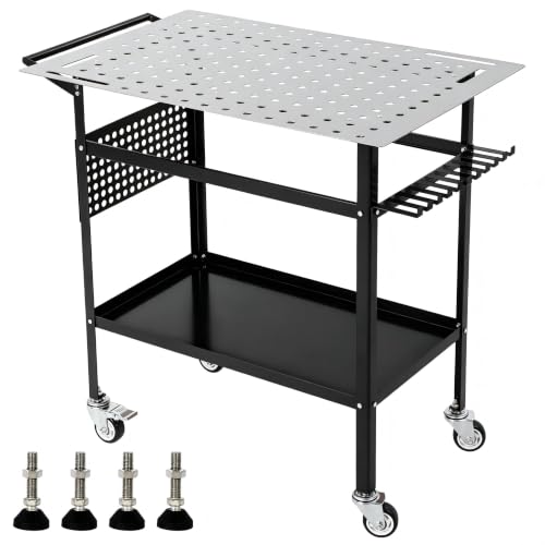 Image of 36x24in Welding Table 800LBS Mobile Workbench with 4 Wheels & Fixed Base