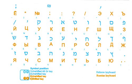 Etiqueta Transparente para Teclado Ruso Hebreo Amarillo miniatura 3