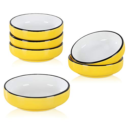 AnBnCn Dipping Sauce DishesRound Soy Sauce Dipping Bowls Dipping Bowls Porcelain Palette - 6 Packs Yellow 2 oz