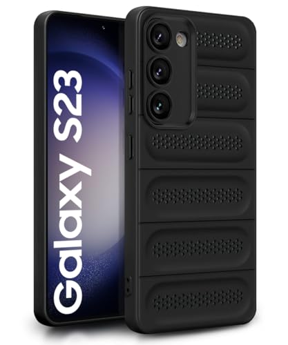 Image of WOW IMAGINE Ultimate Silicone Back Cover Case for Samsung Galaxy S23 5G | Heat Dissipation Thin Soft TPU | 360 Camera Protection | Breathable Cooling Holes - Pitch Black