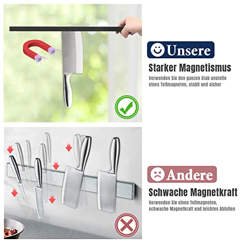 Dmore Magnetleiste Messer, 2. Generation Upgrade, mit 3 Haken, 40 cm Messerhalter magnetisch schwarz, extrem… - Image 4