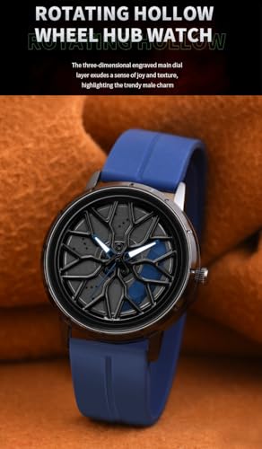 Image of Shocknshop RevolveX Rotating Hollow Wheel Hub Creative Fashion Analog Silicone Magnetic Strap Wrist Watch for Men Boys -WCH368