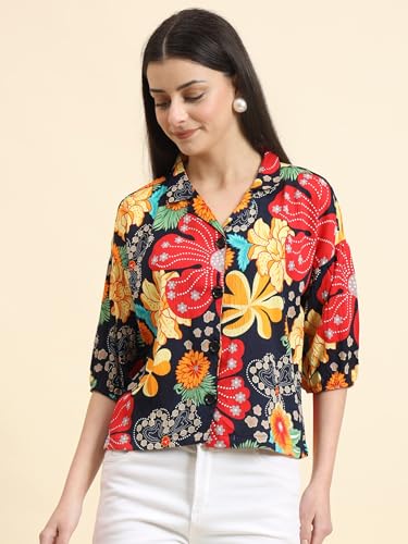 Image of Women's Cotton Blend Printed Combo (Pack of 2) Shirts - 3 /4 Sleeves V Collar Neck