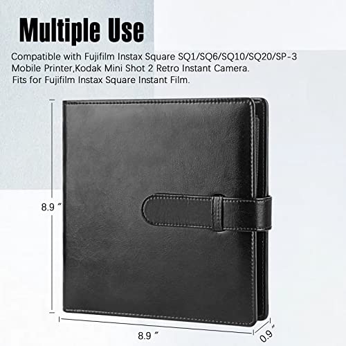 288-Fach Fotoalbum für Fujifilm Instax Square SQ1/SQ6/SQ10/SQ20/SQ40 Sofortbildkamera und Kodak Mini Shot 3 Film – Aufnimmt 78x90 mm Fotos (Schwarz)