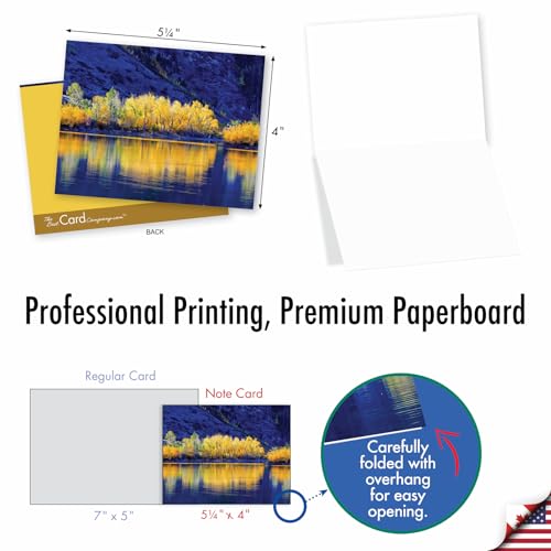 Image of The Best Card Company - 10 Beautiful Note Cards Blank (4 x 5.12 Inch) - Fall and Autumn Season, Boxed Notecard Assortment (Not Foil, Layered, or Sparkled) - Golden Foliage M1729BN