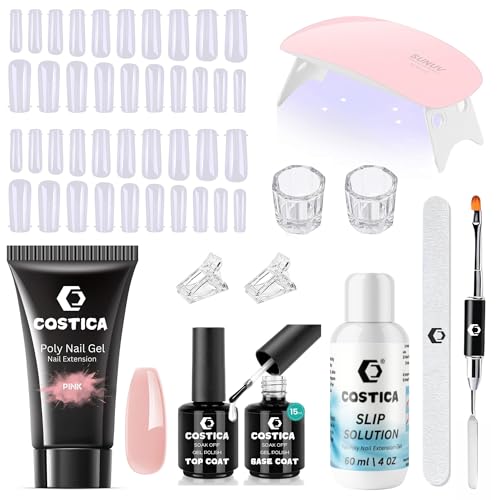 Poly Nail Gel Extension Kit for Builder Gel, UV Nail Art Kit, Nail Extension Set, Glue-Free Manicure and Pedicure Set