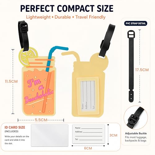Image of Storite PVC Luggage /Bag /Travel ID Label Tags, Peach, 2 Pk