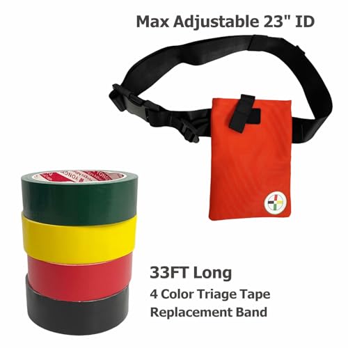 Image of Triage Tape & Belt Pack Kits, Outdoor First Aid Supplies (Black:Deceased, Red:Immediate, Yellow:Delayed, Green:Minor)