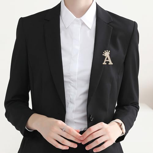 Image of Letter Rhinestone Brooches for Women Gold Silver Initial Crown Lapel Bag Clothing Dress Custom Jewelry Gifts
