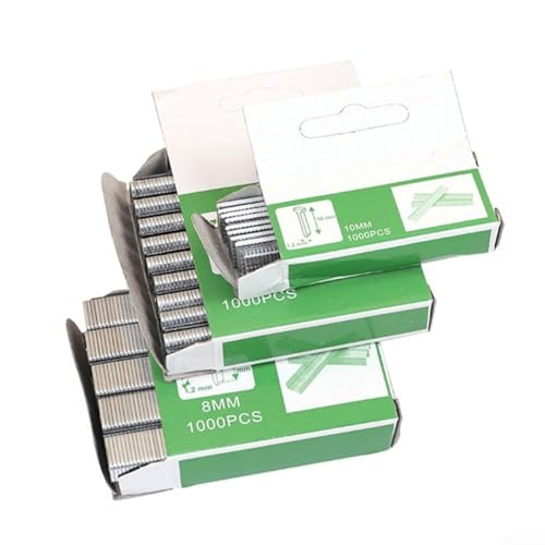 Juego de 1000 clavos en forma de T para puerta de acero en U para engrapado para muebles de madera y decoración de interiores, adecuados para el hogar, taller y jardinería (10 mm)