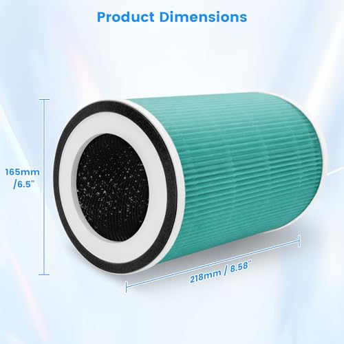 Image of 2 Pack True HEPA Kilo Filter Replacement for Afloia Kilo, KILOPLUS, KILOPRO, MIRO, MIRO PRO and MORENTO MR-Kilo, Kalo, H13 True HEPA Filter, 360 3-Stage Filtration, Green
