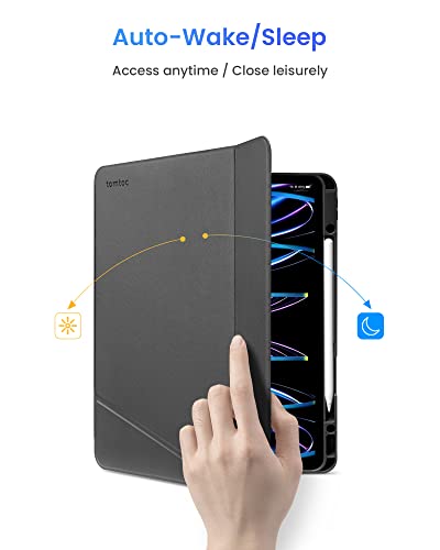 Image of tomtoc Vertical iPad Pro Tri-Mode Case for 11 Inch iPad Pro 4th /3rd Gen (M2&M1), Protective Case with iPad Pencil Holder, Magnetic Kickstand for 3 Use Modes, Support iPad Pencil Wireless Charging