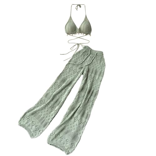 Ensemble tricot creux femme fini les tenues lourdes de plage avec ce pantalon taille haute léger