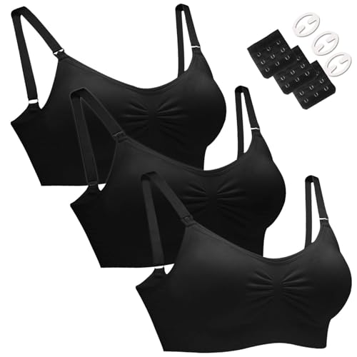 Hofish, confezione da 3 reggiseni per premaman senza cuciture, taglie S-XXL, con estensioni extra per reggiseno e clip...
