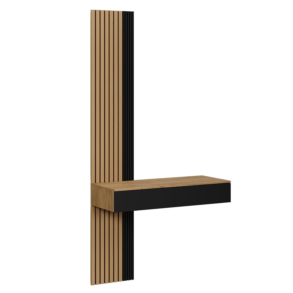 Vicco Tavolo da toeletta Melina, Quercia/nero, 100 cm | con 2 cassetti, Perfetto per una routine di bellezza organizzata