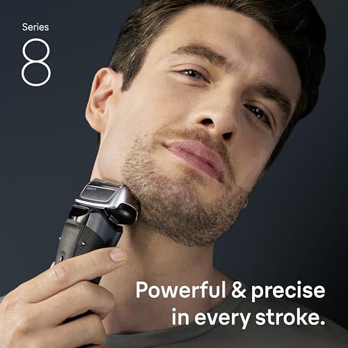 Image of Braun Series 8 Electric Shaver for Men, Wet & Dry Foil Razor, 5-in-1 SmartCare Clean & Charge Center, Built-in Precision ProTrimmer, Travel Case, Dark Blue 8560cc