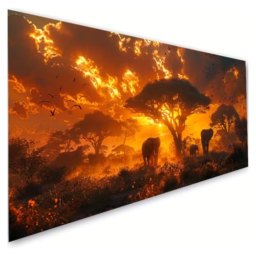 Bricolage Broderie Diamant Grand Format 40x90cm avec Motif Éléphant 5D