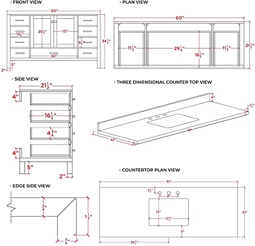 Dkb Beckford Series 61" Inch Single Rectangle Sink Bathroom Vanity Cabinet In White | Carrara White Marble Countertop | 2 Soft Closing Doors | 9 Full Extension Dovetail Drawers | No Mirror #TOP2
