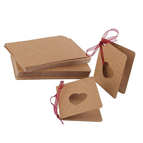 CLISPEED 50Pcs Papel Kraft Tag Em Branco Do Tag Do Presente Com Corda Do Vintage Etiquetas Etiquetas