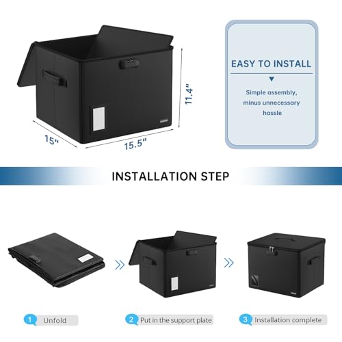Image of Comic Book Storage - Fireproof & Water-Resistant Stackable Box with Zipper Mesh Pocket and Label Window for 300-350 Comics