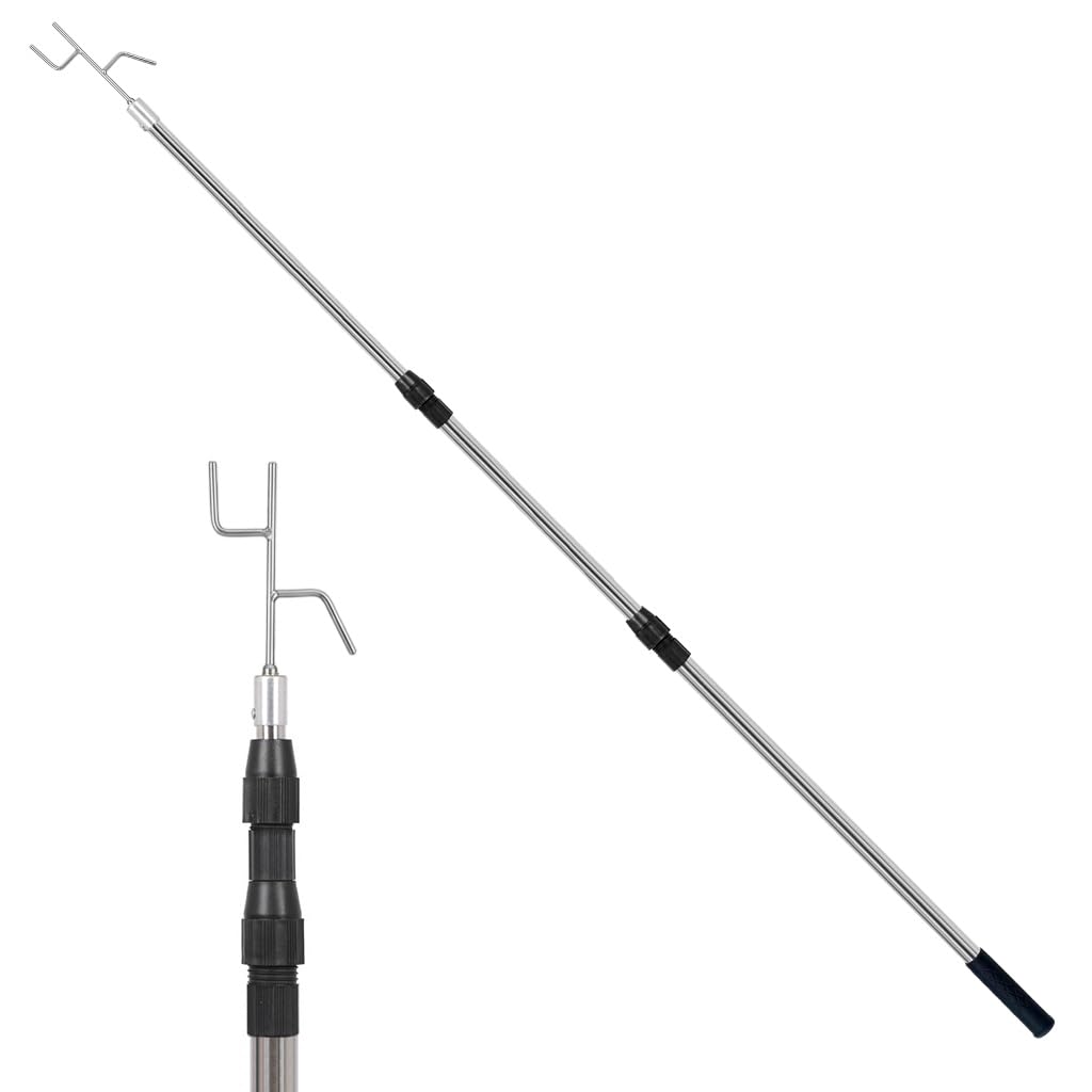 HASTHIP® Clothesline Poles - 31-75IN Adjustable Clothes Hook Pole Cloth Hanger Reaching Hook High Reach Garment Hooks Telescopic for Clothes Hanger Rod, Christmas light, Hanging Flowerpot Plants-image-14