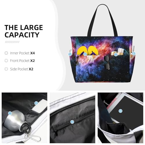 Galaxy In The Universe Extra Large Tote Bag For Women,Foldable Beach Bag With Pocket Weekender Travel Overnight Bag3