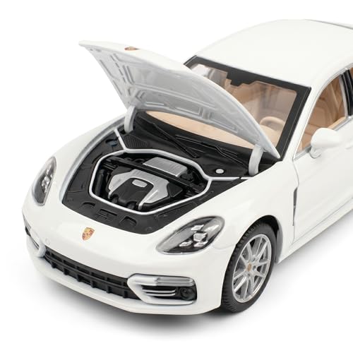Image of Porsche Panamera 1:24 Scale Die-Cast Car Model White - Steering Wheel Smoke Atomiser Sound Light Openable Doors Pull-Back Alloy Four-Door Sports Car