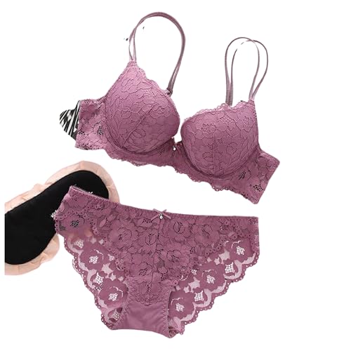 Image of UNITRUST Designer Women's Bra and Panty Set Lace Push Up Solid Lingerie Set