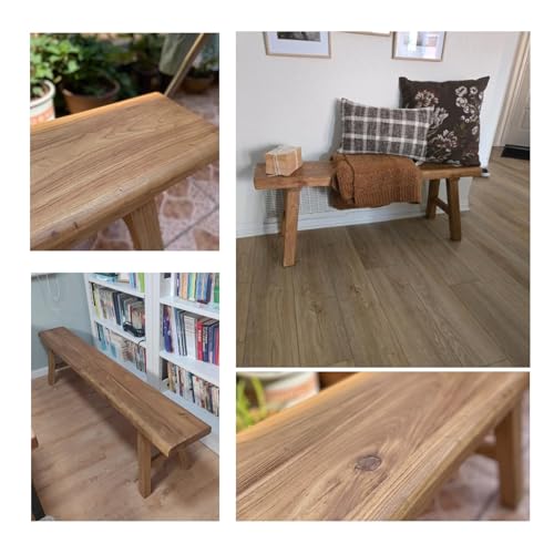 Banco largo de madera para cocina y comedor de diseño rústico 4