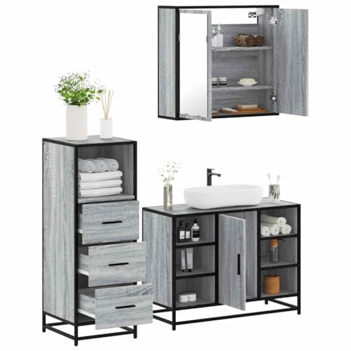 Teenpull 3-Piece Bathroom Furniture Set Grey Sonoma Wood Com