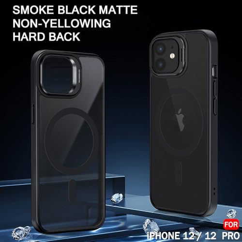 Image of TheGiftKart Hybrid Back Cover Case for iPhone 12 /12 Pro Compatible with MagSafe | Built-in Stand | Shockproof Hard Case Cover for iPhone 12 /12 Pro (PC & TPU, Frosted Matte Back, Black Sides)