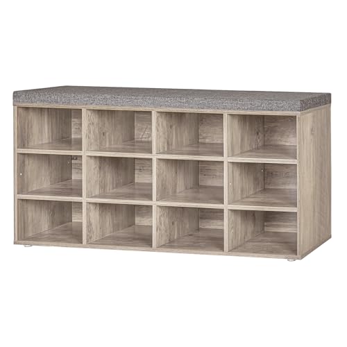 DINZI LVJ Shoe Storage Bench with Cushion, Cubby Rack with