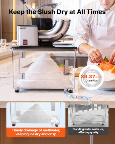 Image of VEVOR Commercial Ice Crusher 661LBS /H, 350W Electric Snow Cone Machine with 4 Blades, 2000RPM Stainless Steel Shaved Ice Machine with 11 Gal Crushed-Ice Box, for Family Restaurants Bars, Black