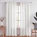 Turquoize White Curtains 108 Inches Long Natural Linen Blended Textured Sheer Curtains for Living Room/Bedroom Rod-Pocket Extra Long Panels, Set of 2, Total 104" W x 108" L