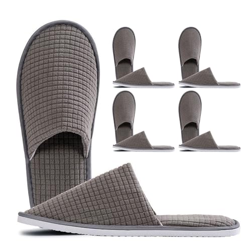 Zapatillas de SPA, Zapatillas Antideslizantes con Puntera Cerrada, Pantuflas Invitados, 4 Pares Zapatillas de Hotel Cómodas Pantuflas Zapatillas de Casa Para Invitados Hogar Baño Bodas (4PC Gris)