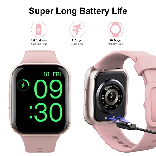 2023-Reloj-Inteligente-Hombre-Mujer-169-Smartwatch-Impermeable-IP68-Reloj-Deportivo-con-25-Modos-Deporte-Pulsometro-Monitor-de-Sueno-Calorias-Podometro-Pulsera-Actividad-para-Android-iOS-Rosa