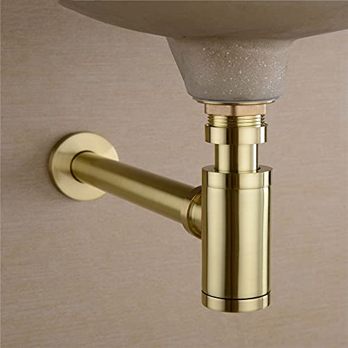 Sifón de botella negro para lavabo de baño de latón con tapón de drenaje 3