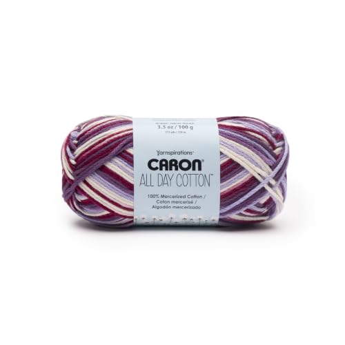 Image of Caron All Day Cotton Prints Yarn for Crocheting, Berry Punch, 3-Pack