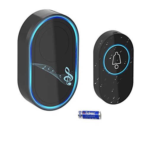 Sonnette sans Fil 200 M Sonnette de Porte IP67 Étanche Carillon Electronique,Kit de de Porte Extérieur Étanche avec 1 Récepteur Enfichables, 39 Mélodies 5-Niveaux Volum Cover