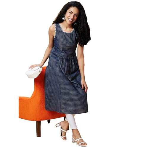 Image of Globus Women's Cotton Woven Design Regular Kurta