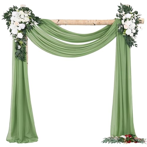 Mousseline de soie transparente vert sauge drapé arche mariage de 2 lot
