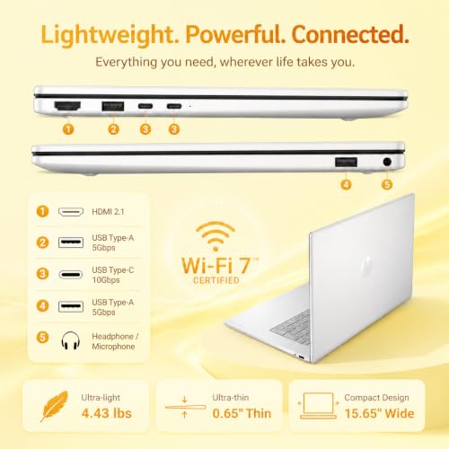 Image of HP OmniBook 3 17 inch FHD Laptop, AMD Ryzen 5, 8GB RAM 512GB SSD | AI Copilot, Wi-Fi 7, Bluetooth 6.0, 12H Long-Lasting Battery, Windows 11 Pro, Silver