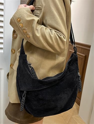 Faux Suede Crescent Bag Crossbody Purse for Women Large Slouchy Suede Shoulder Bags Tote Handbag Travel Work Hobo Purses2