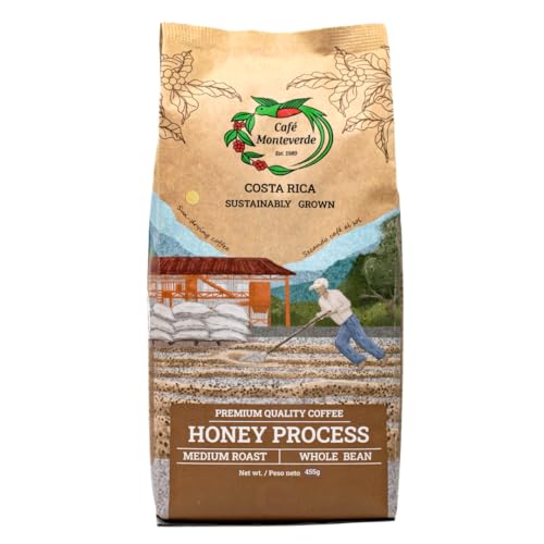 Cafe Monteverde Honey Process Coffee Whole Bean - Single Origin Costa Rica Arabica Coffee (1 LB)