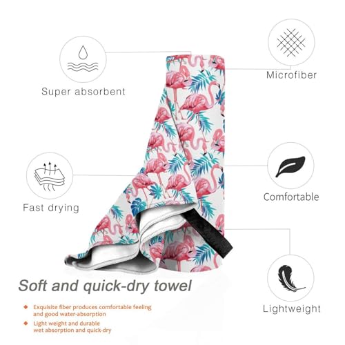 Serviette de gym séchage rapide drap de plage léger flamingo - 4