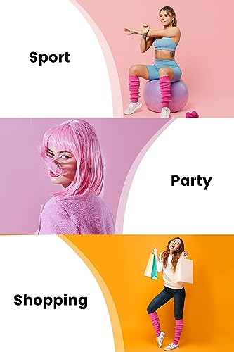 Clothirily Leg Warmers - Fashion Knit Neon Leg Warmers for Women 80s Sports Party Yoga Accessories, Bright Color 7