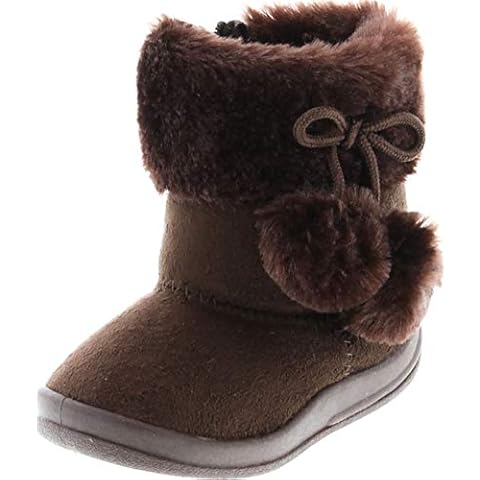 Kali Footwear Little Girl's Bany Flat Pom Pom Ankle Boot 5 Brown Cover