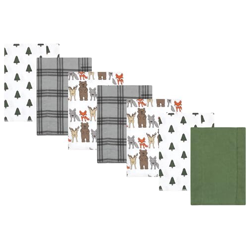 Image of Luvable Friends Hudson Baby Flannel Burp Cloths 7pk, Woodland Bloom